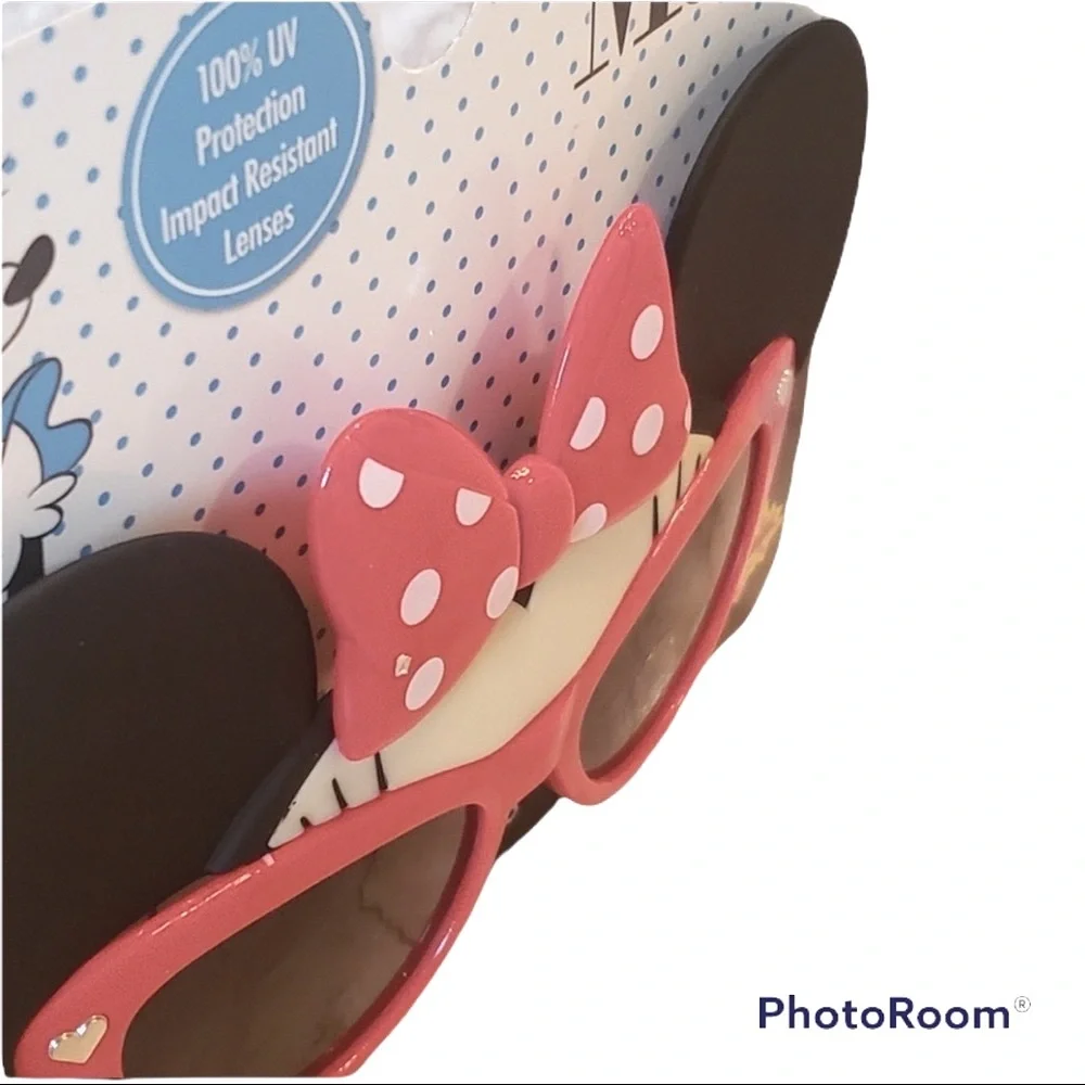 NWT! DISNEY Minnie Mouse Ears Sunglasses Red Polka Dot Bow 100% UV Protection